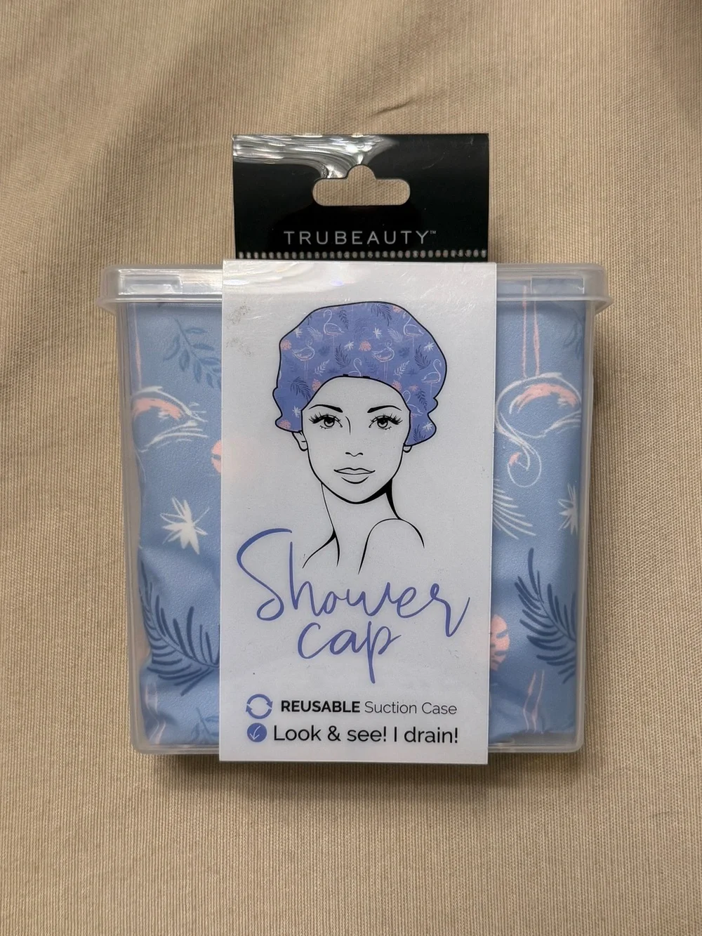 NWT TRUBEAUTY Reusable Shower Cap & Case